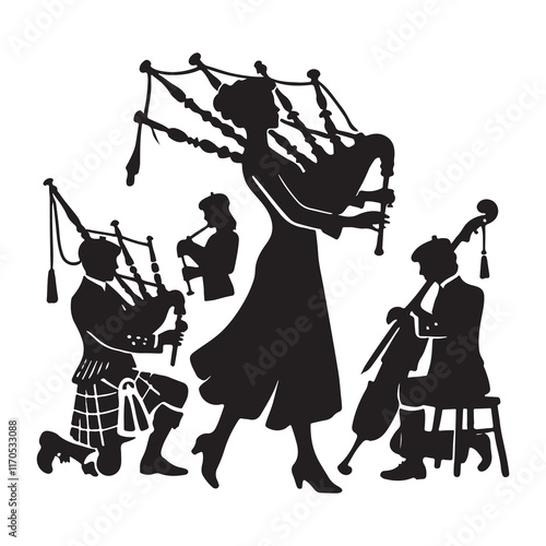 Ceiled Silhouette Vector Illustration, Solid White Background.