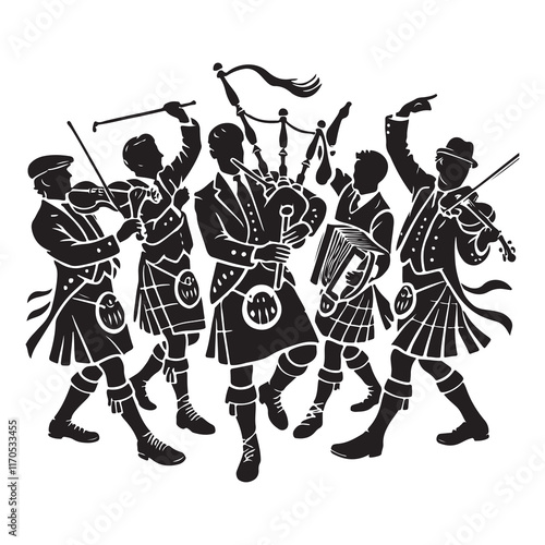Ceiled Silhouette Vector Illustration, Solid White Background.