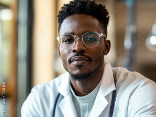 Portraits of Black professionals, doctors, working confidently in their respective fields, highlighting achievements and leadership, empowering and inspiring composition photo