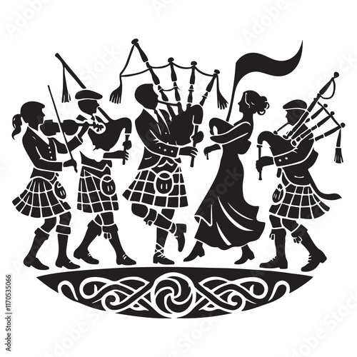 Ceiled Silhouette Vector Illustration, Solid White Background.