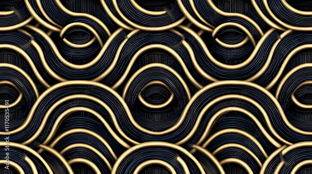 Obraz premium Bold circular shapes interlocking with clean lines, seamless abstract pattern, vector, eye-catching and commercial-ready