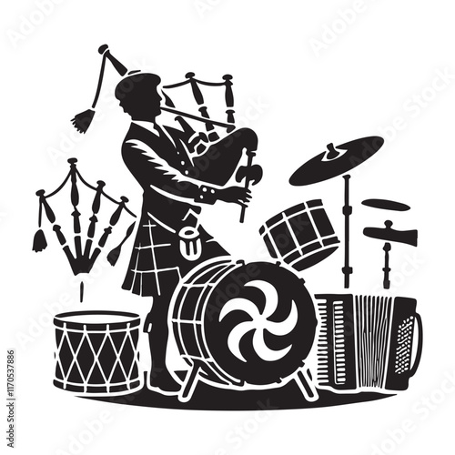 Ceiled Silhouette Vector Illustration, Solid White Background.