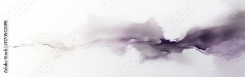 Abstract white composition featuring soft gray and purple fluid shapes blending seamlessly across the canvas in an artistic expression of tranquility photo