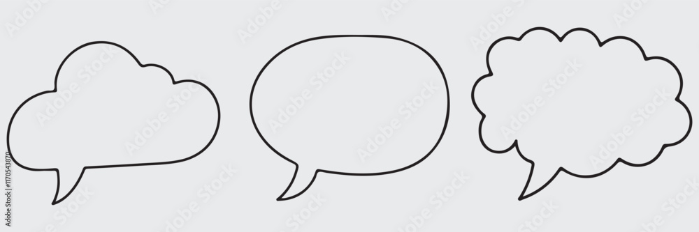 Speech bubble set, speech balloon, chat bubble line art icon for apps and websites. Speech bubble set, speech balloon, chat bubble line art icon for apps and websites.