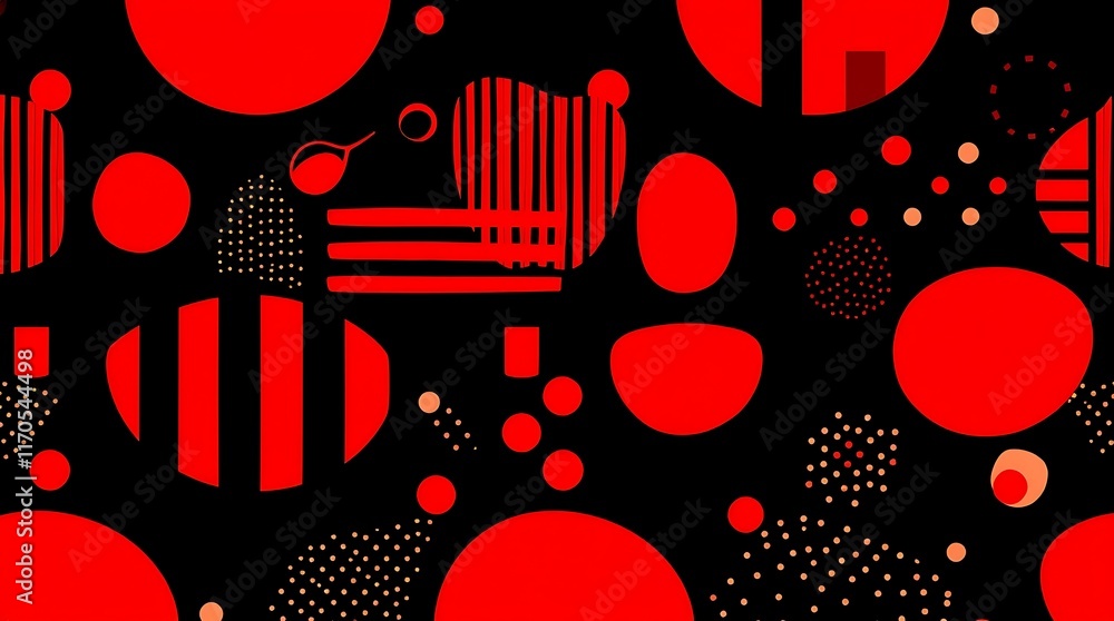 Fototapeta premium Red and Black Abstract Seamless Pattern 