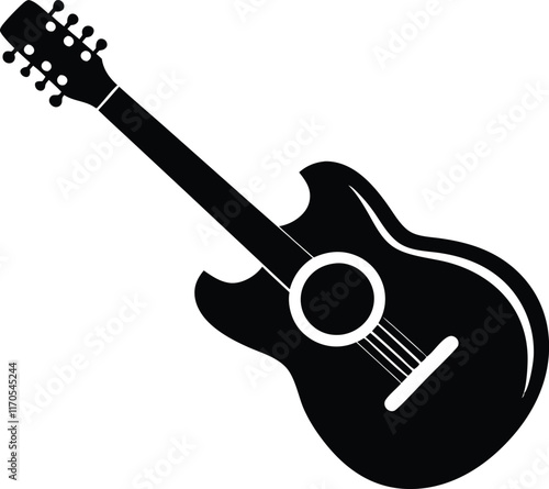 Guitar silhouette, Acoustic guitar vector, heavy rock electric guitar