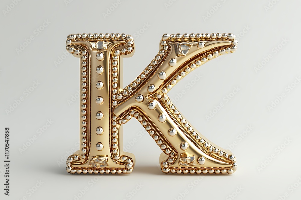 Detailed 3D Render of a Gold, Weathered Letter K Detailed 3D Render of a Gold, Weathered Letter K