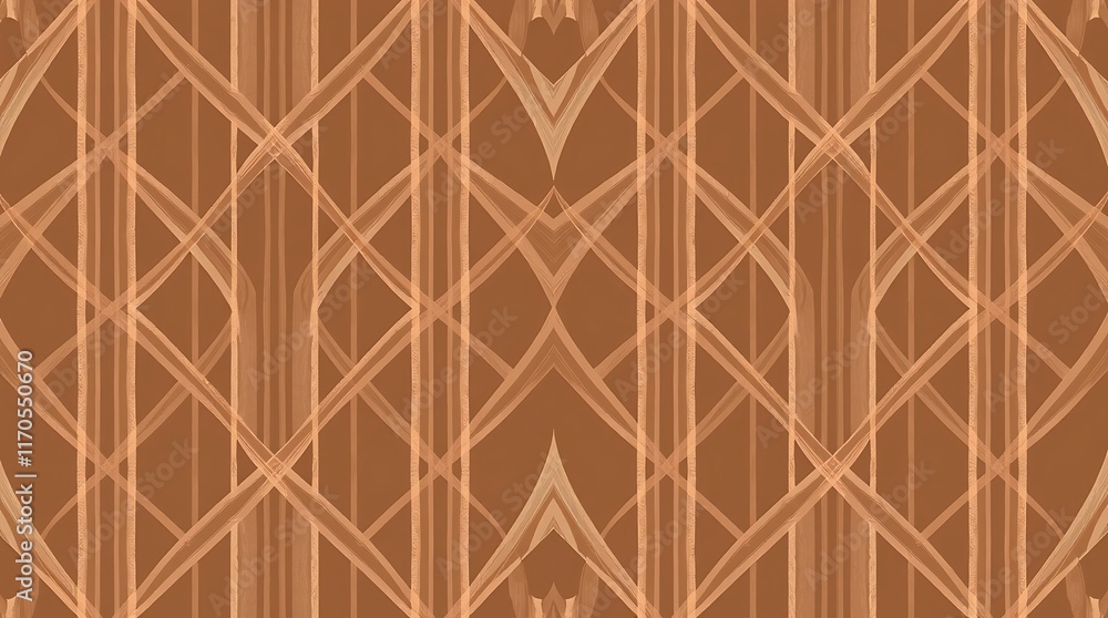 Art Deco Seamless Pattern: An intricate pattern of elegant geometric lines in a warm, earthy tone. This geometric design evokes the glamour and sophistication of the Art Deco era.