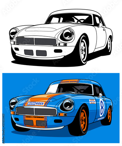 Rush Rider Racing Car Illustration