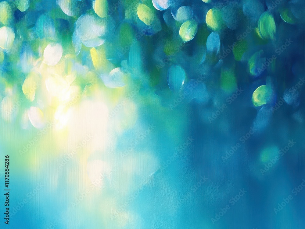 Obraz premium Sparkling Dreamy Abstract Impressionism Background with Blue and Green Color Palette