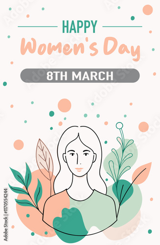 International women's day, happy women's day, mother's day, girls and mom national day for all women's. flyer and poster, wall art, pub, icon and logo graphic text with typography floral background