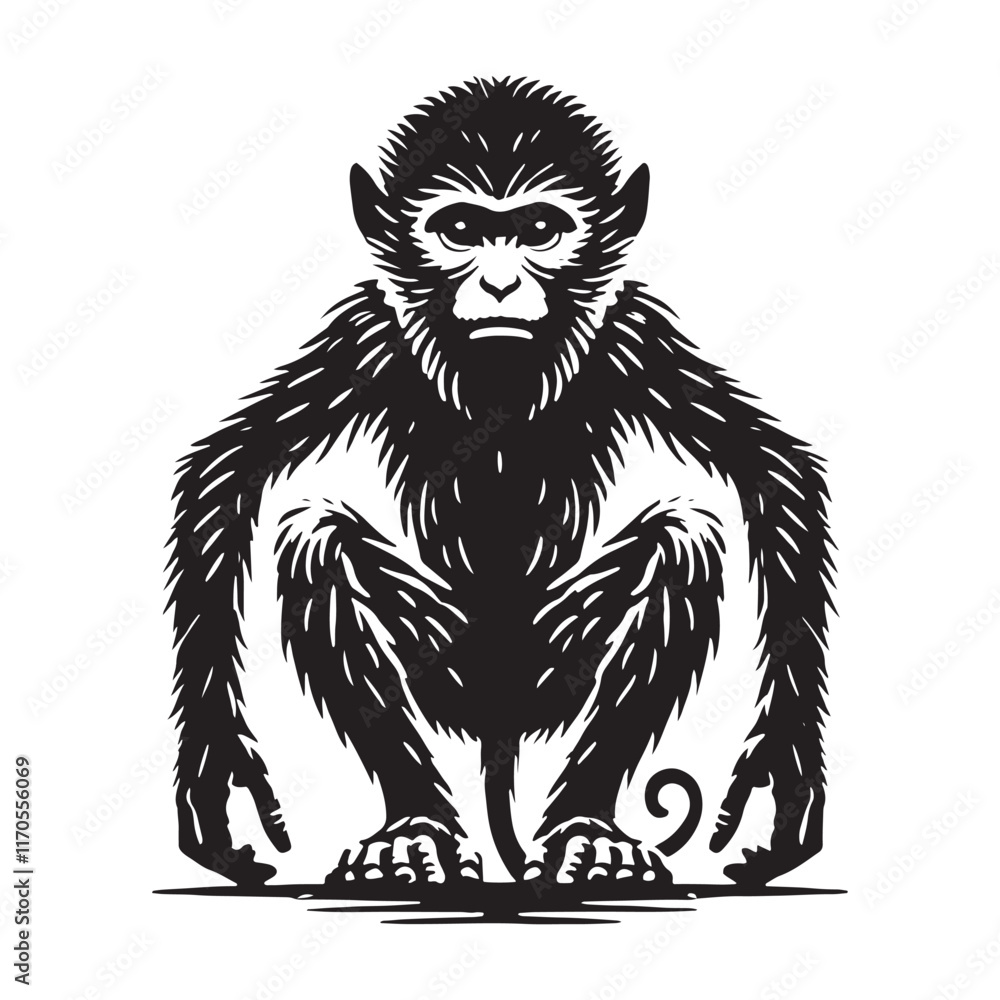 Obraz premium Minimalistic monkey silhouette for media and creative applications - Monkey black vector 