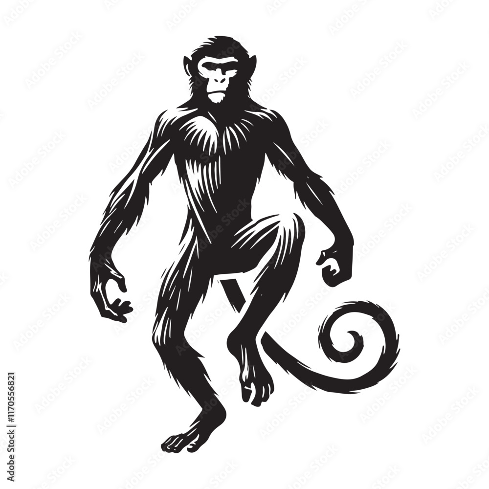 Fototapeta premium Playful monkey silhouette for innovative media uses - Monkey black vector 
