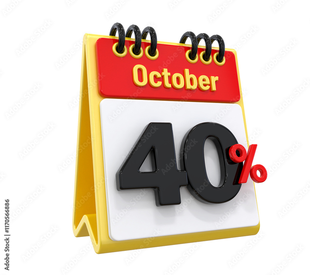 40 Percent offer October Calendar 3D icon 40 Percent offer October Calendar 3D icon