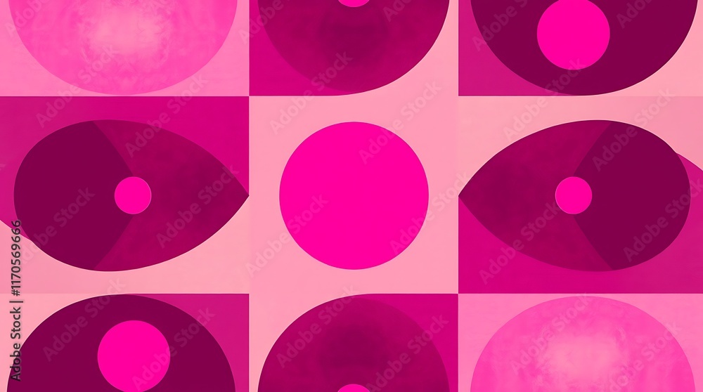 Pink Geometric Pattern: A captivating pattern of pink circles and geometric shapes in a vibrant, abstract design. Perfect for branding, design projects, and digital media. Pink Geometric Pattern: A captivating pattern of pink circles and geometric shapes in a vibrant, abstract design. Perfect for branding, design projects, and digital media.