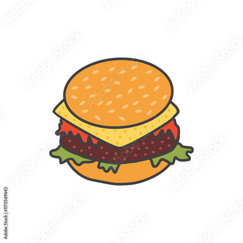 burger non veg fast food logo with vegetables and  cheese