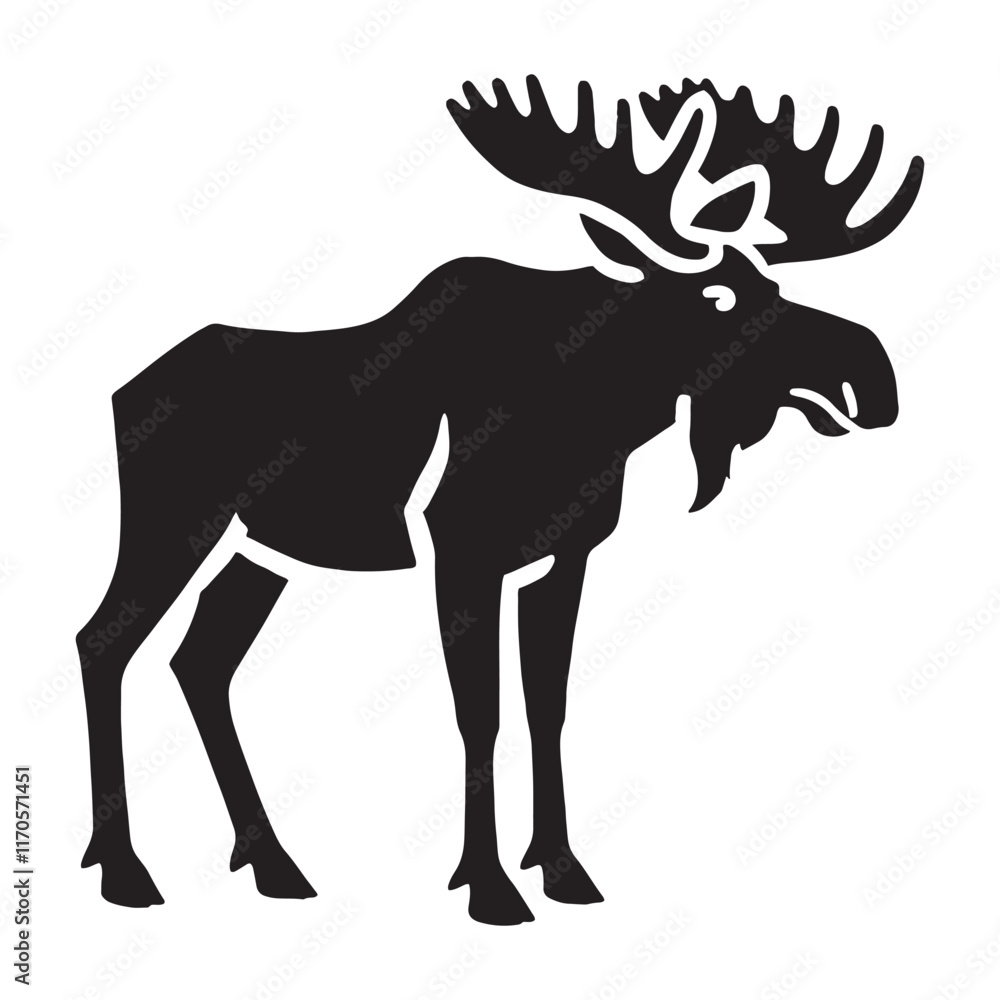 Simplified moose silhouette for modern applications - Moose illustration - minimallest moose vector
Simplified moose silhouette for modern applications - Moose illustration - minimallest moose vector