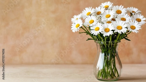 Wallpaper Mural Fresh daisies in a glass vase on a textured background. Torontodigital.ca