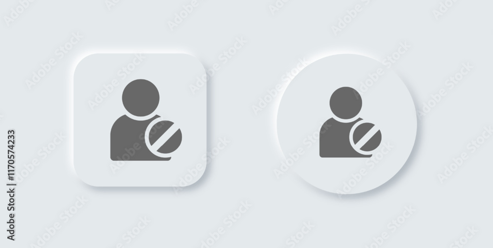 Ban solid icon in neomorphic design style. Forbidden signs vector illustration. Ban solid icon in neomorphic design style. Forbidden signs vector illustration.