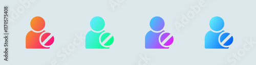 Ban solid icon in gradient colors. Forbidden signs vector illustration.