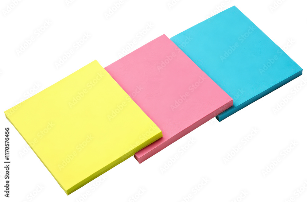 Three square sticky notes isolated with transparent background Three square sticky notes isolated with transparent background