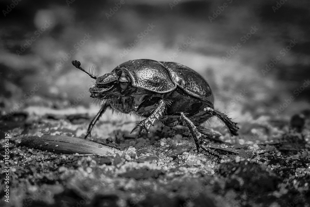 Macro shot of a beetle on sandy ground. Macro shot of a beetle on sandy ground.
