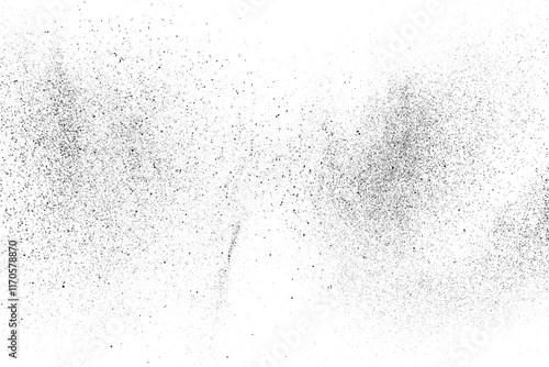 Distressed black texture. Dark grainy texture on white background. Dust overlay textured. Grain noise particles. Grunge design elements. Vector illustration, EPS 10.