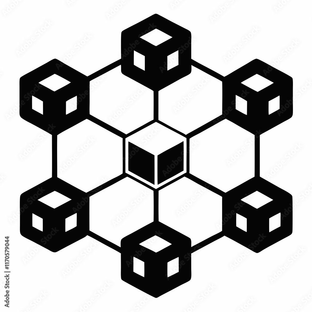 Blockchain Network Silhouette Vector Art Blockchain Network Silhouette Vector Art