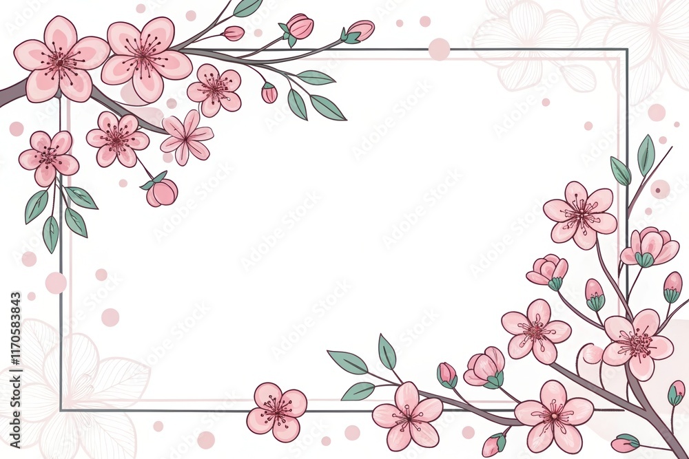 doodle hand drawn cute cherry blossoms beautiful flowers illustration background doodle hand drawn cute cherry blossoms beautiful flowers illustration background