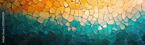 Elegant pastel amber and teal grids create a captivating visual texture in a modern setting photo