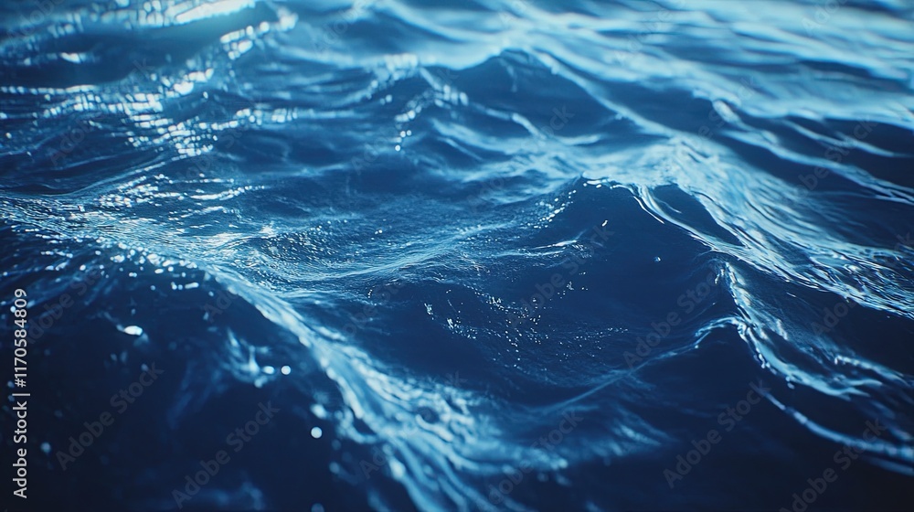 Close-up of deep blue ocean waves with subtle light reflections. Close-up of deep blue ocean waves with subtle light reflections.