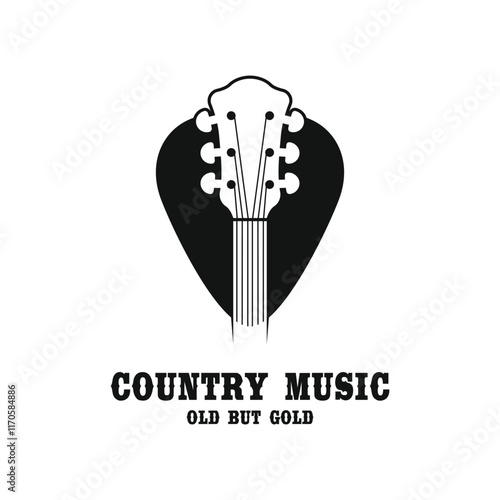 Guitar logo design vector template. Classic Vintage Retro Label Badge for Country Guitar Music Western Saloon Bar Cowboy Logo Design Template