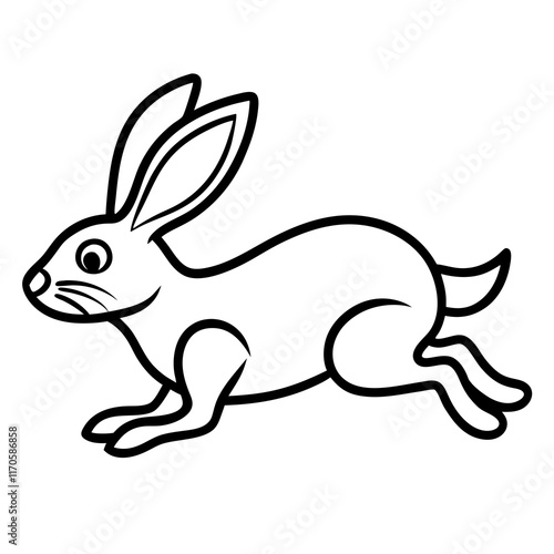 Cute Silhouette of a bunny line art vector cartoon illustration