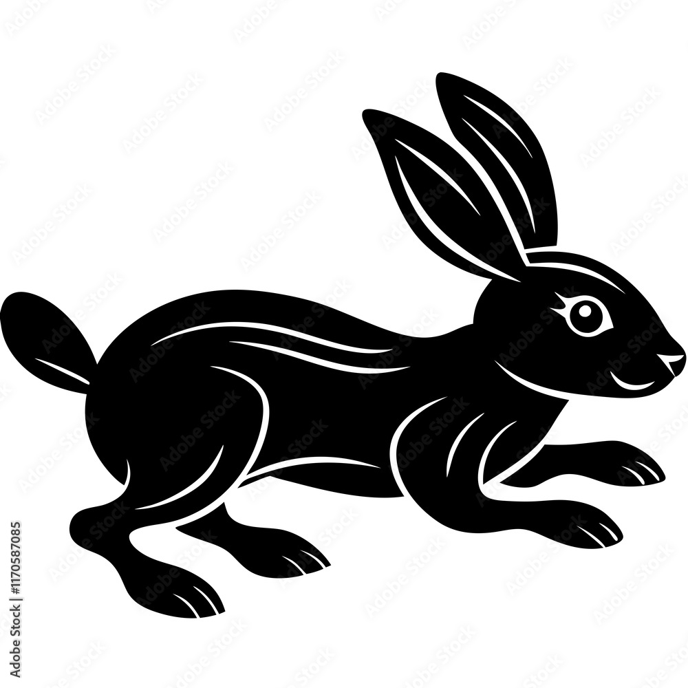 Cute Silhouette of a Bunny line art vector cartoon illustration Cute Silhouette of a Bunny line art vector cartoon illustration