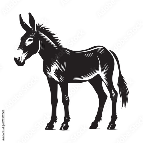 Minimalistic mule silhouette for creative media uses - Mule black vector
