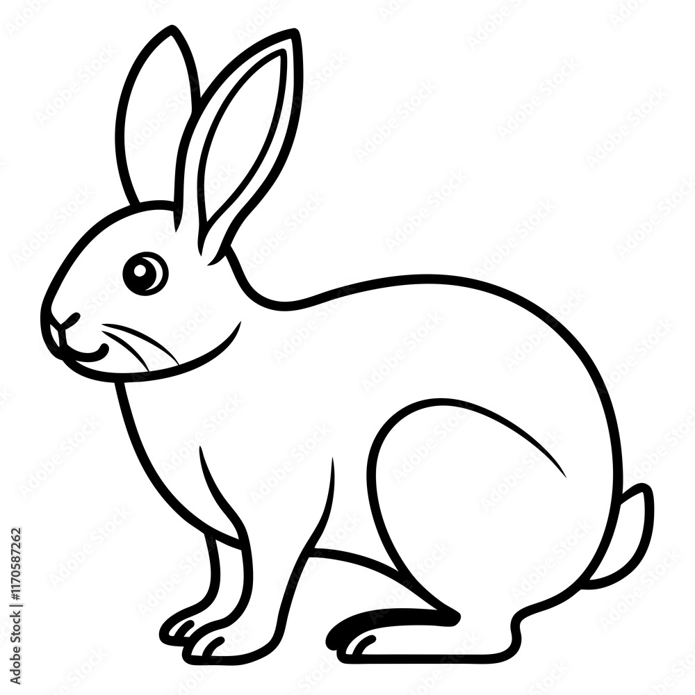 Cute Silhouette of a bunny line art vector cartoon illustration Cute Silhouette of a bunny line art vector cartoon illustration
