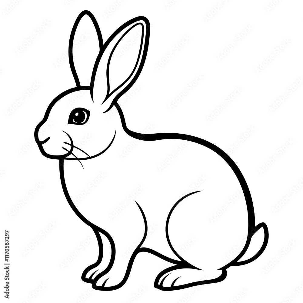 Cute Silhouette of a bunny line art vector cartoon illustration Cute Silhouette of a bunny line art vector cartoon illustration