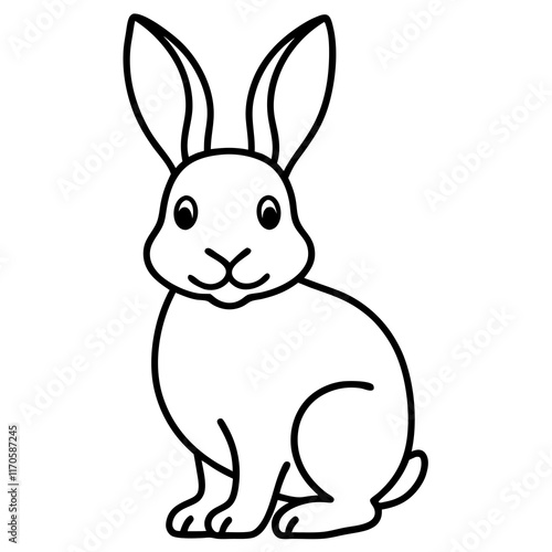 Cute Silhouette of a bunny line art vector cartoon illustration