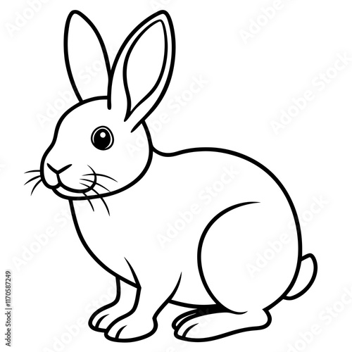 Cute Silhouette of a bunny line art vector cartoon illustration