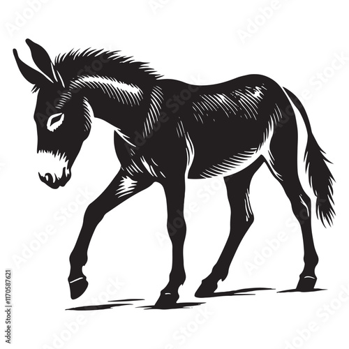 Simplified mule silhouette for artistic and media applications - Mule illustration - minimallest mule vector
