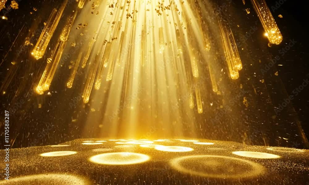 Golden glitter rain stage background (2)