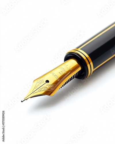 Fountain Pen Icon with Gold and Black Elements photo