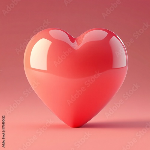 Shiny Red Heart Icon with Glossy 3D Design photo