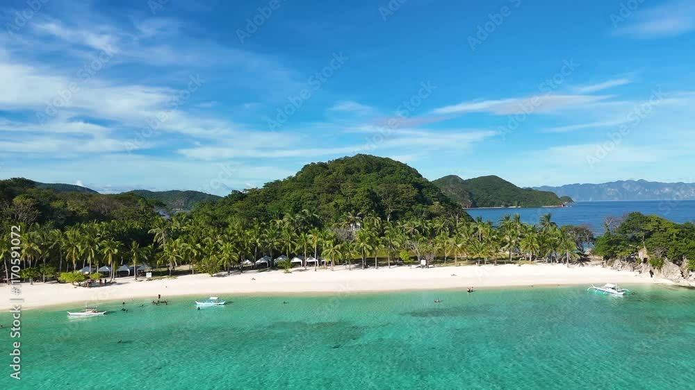 aerial drone shot of a beautiful beach on an island in coron palawan phillipines aerial drone shot of a beautiful beach on an island in coron palawan phillipines