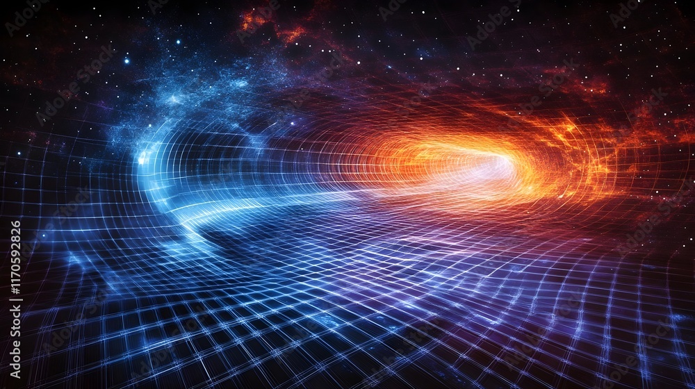 Fototapeta premium Abstract digital art, cosmic wormhole, glowing energy, futuristic technology, space galaxy background