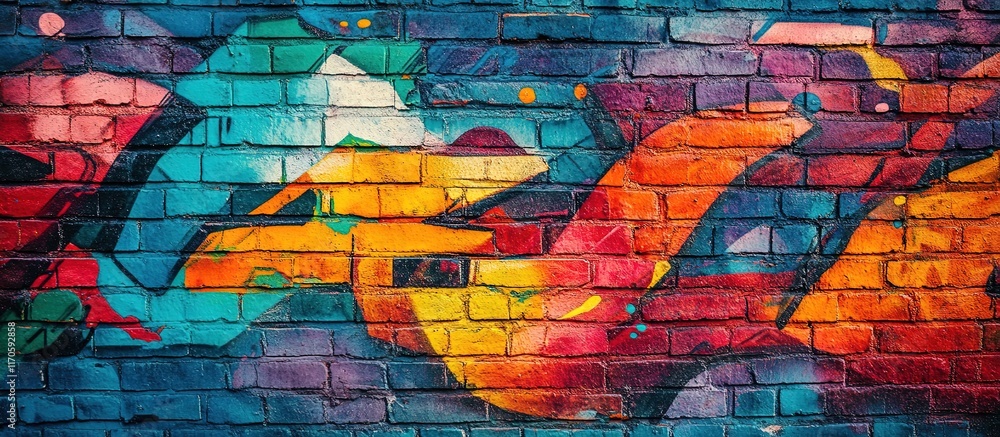 Obraz premium Colorful graffiti art on brick wall.