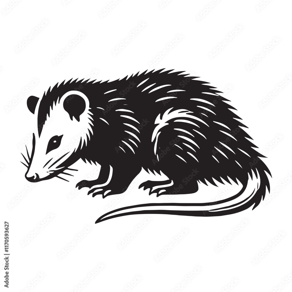Fototapeta premium Minimalistic opossum silhouette for artistic and digital needs - Opossum illustration - minimallest opossum vector 