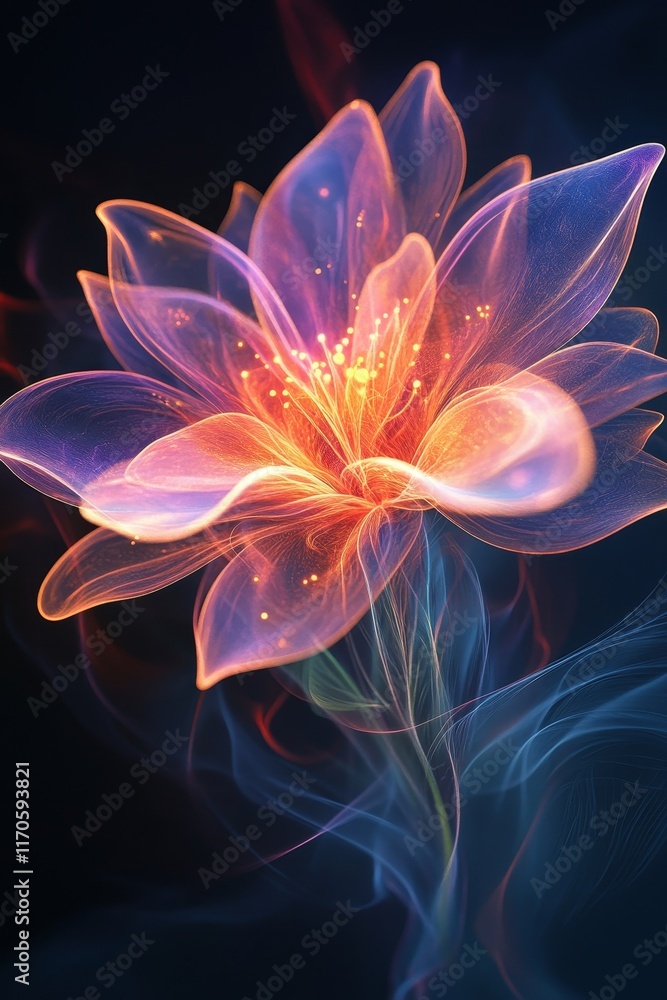 Abstract Fractal Flower Concept Design, Generative AI Abstract Fractal Flower Concept Design, Generative AI