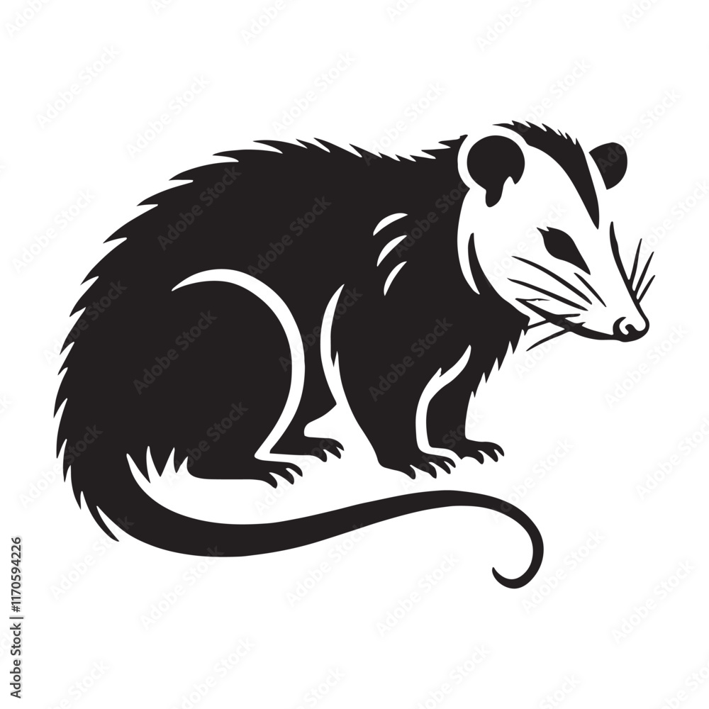 Fototapeta premium Bold opossum silhouette for print and media design - Opossum illustration - minimallest opossum vector 