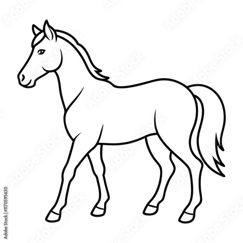 Modern Line Art Horse Silhouette on Clean White Background